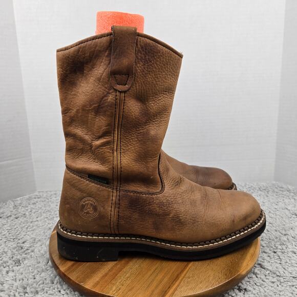 Georgia Boot Mens 9.5M Wellington Brown Leather Waterproof Pull On Work Roper - Picture 8 of 16